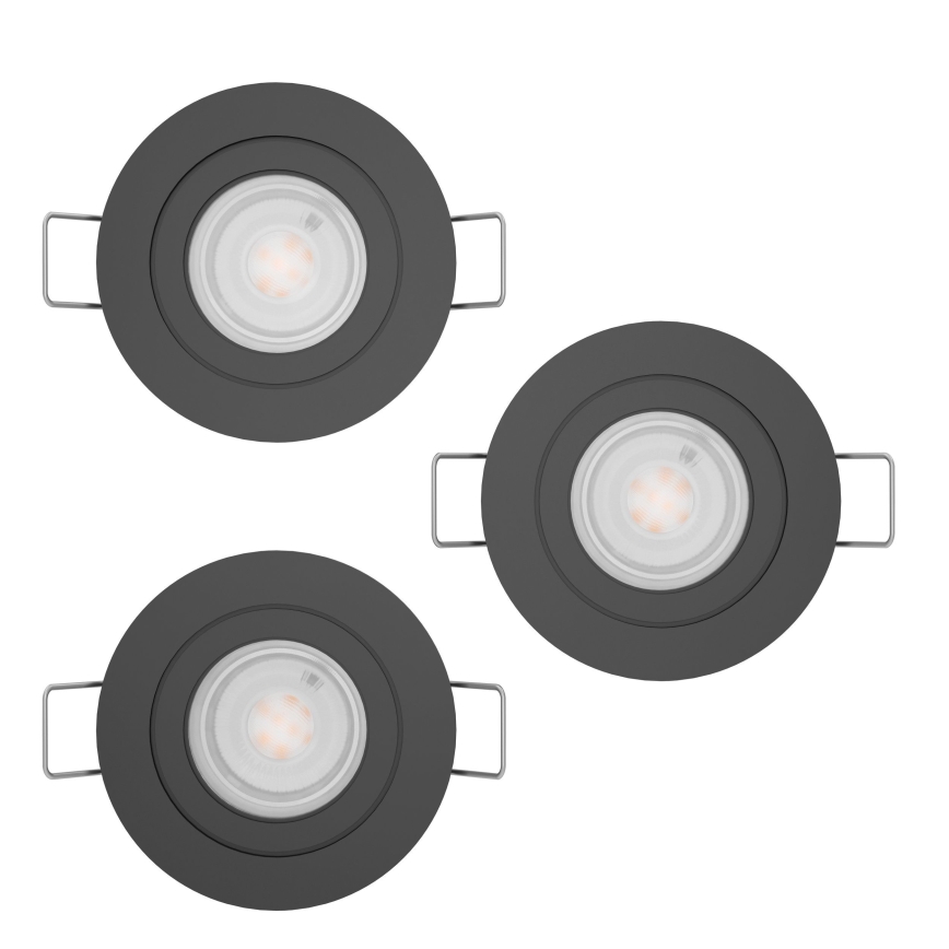 Eglo - SZETT 3x LED süllyesztett fürdőszobai spotlámpa 1xGU10/4,5W/230V IP44 fekete