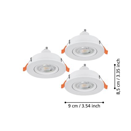Eglo - SZETT 3x LED-es beépíthető spotlámpa 1xGU10/4,5W/230V fehér