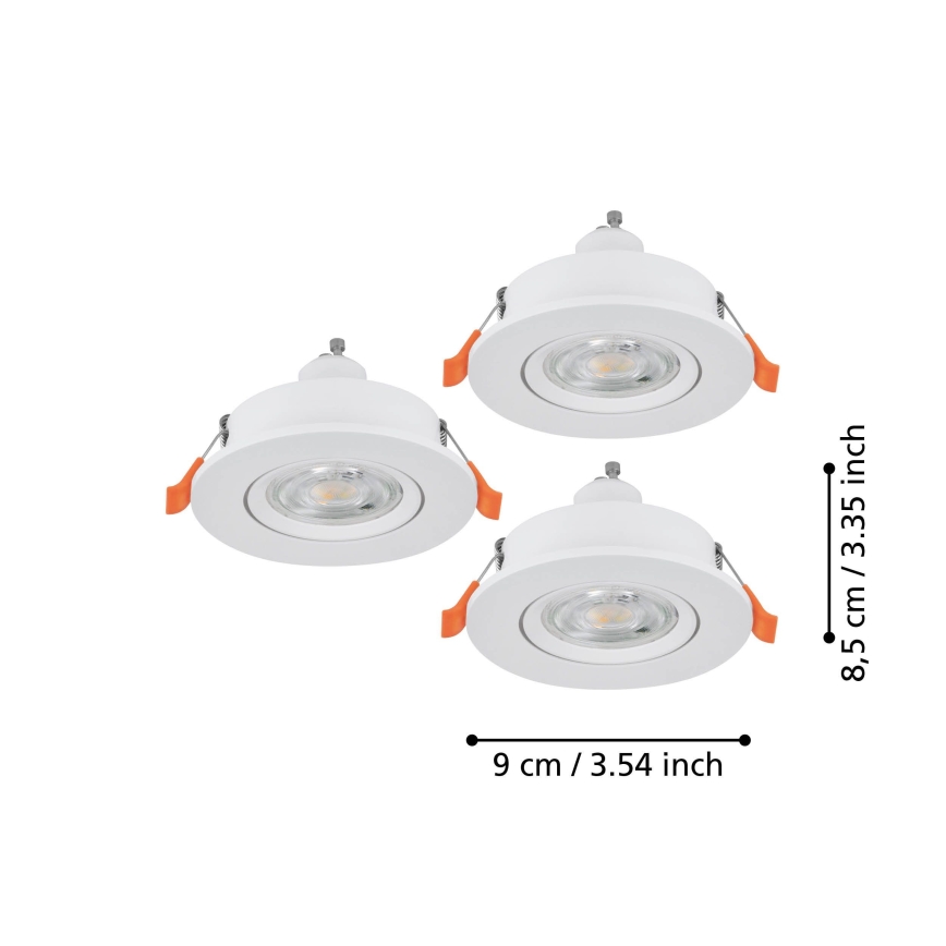 Eglo - SZETT 3x LED-es beépíthető spotlámpa 1xGU10/4,5W/230V fehér