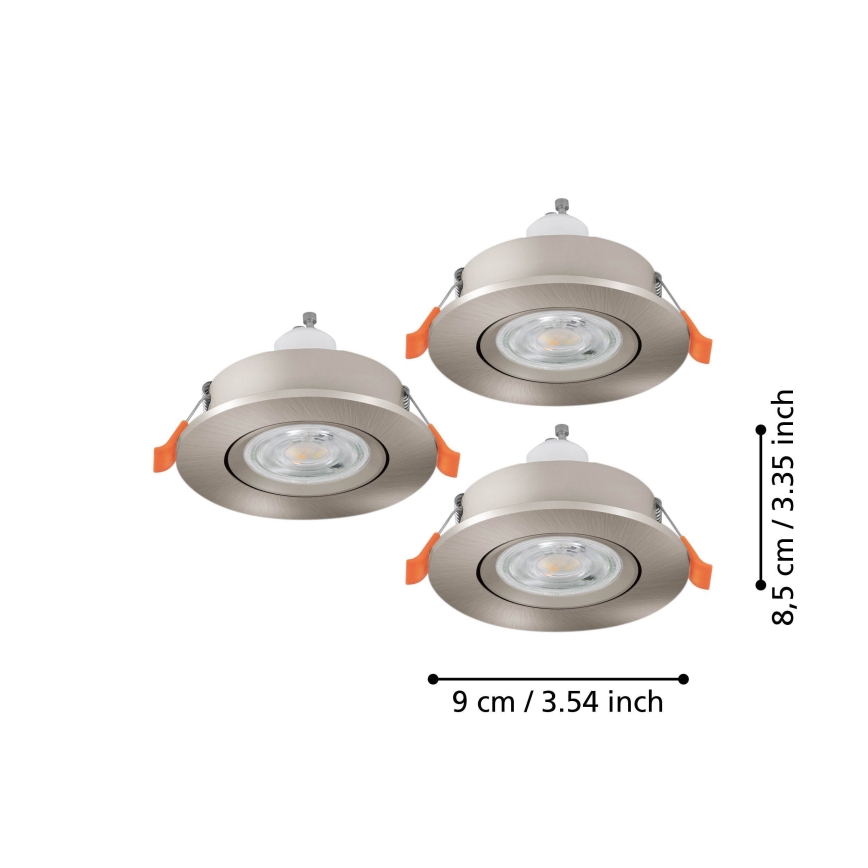 Eglo - 3 darabos LED beépíthető spotlámpa 1xGU10/4,5W/230V matt króm