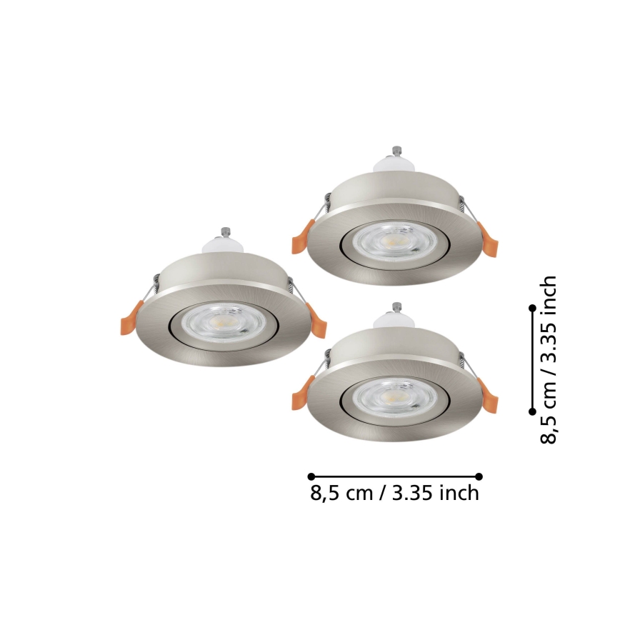 Eglo - 3 db-os LED fürdőszobai beépíthető spotlámpa szett 1xGU10/4,5W/230V IP44 matt króm
