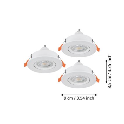 Eglo - 3 darabos LED süllyesztett spotlámpa készlet 1xGU10/4,5W/230V fehér