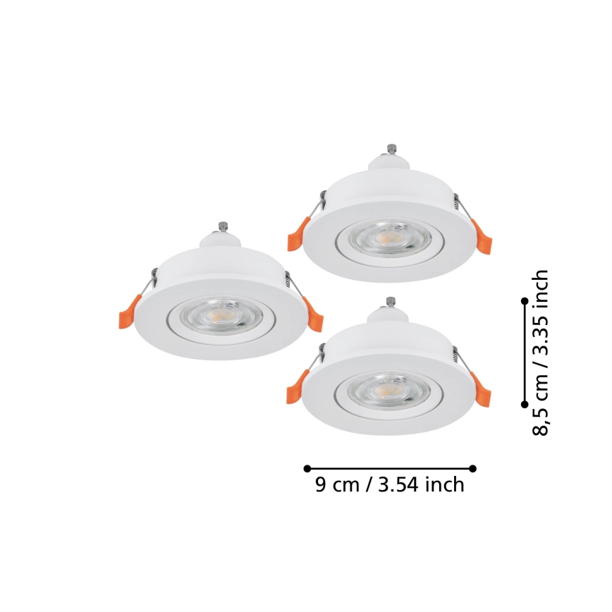 Eglo - 3 darabos LED süllyesztett spotlámpa készlet 1xGU10/4,5W/230V fehér