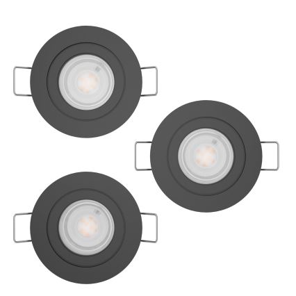 Eglo - 3 darabos LED beépíthető spotlámpa szett 1xGU10/4,5W/230V fekete
