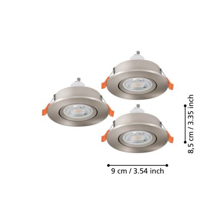 Eglo - 3 darabos LED süllyesztett mennyezeti spotlámpa szett 1xGU10/4,5W/230V matt króm