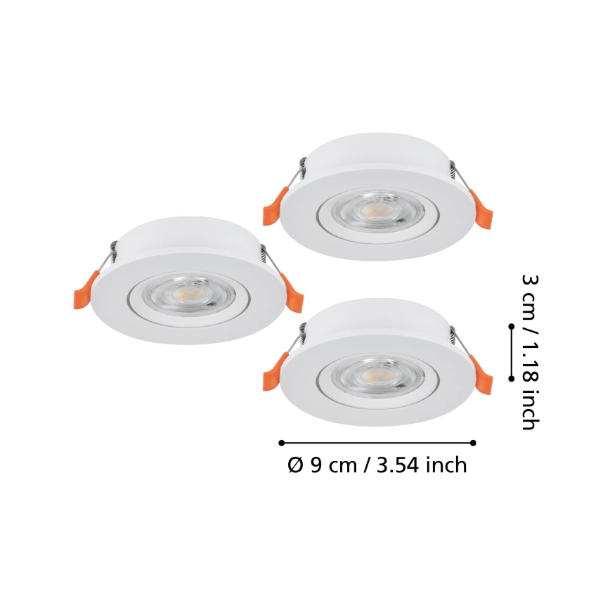 Eglo - 3 darabos LED beépíthető spotlámpa LED/4,8W/230V 2700/4000/6500K fehér