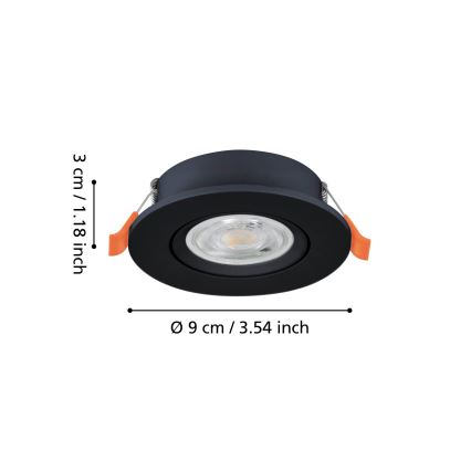Eglo - LED süllyesztett mennyezeti spotlámpa LED/4,8W/230V 2700/4000/6500K fekete