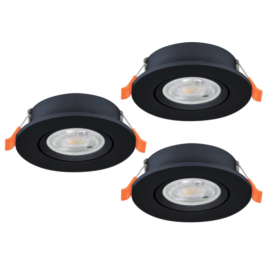 Eglo - Szett 3x LED beépíthető mennyezeti spotlámpa LED/4,8W/230V 2700/4000/6500K fekete