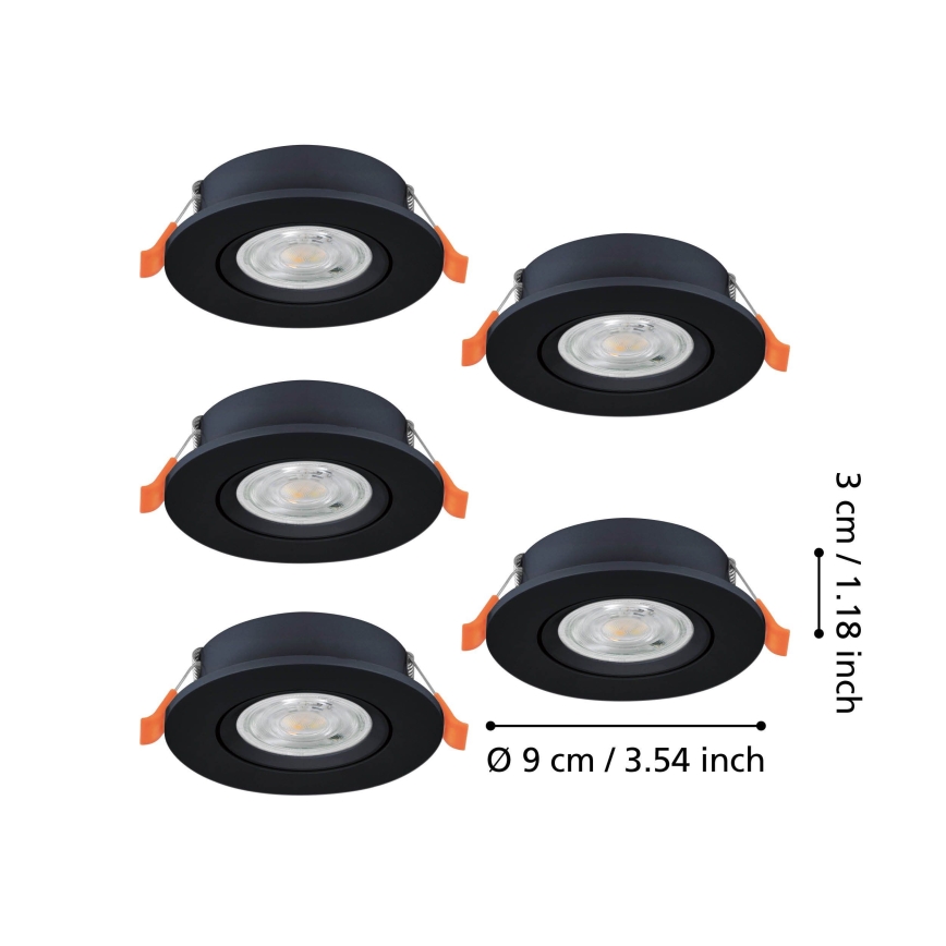 Eglo - SZETT 5x LED beépíthető spotlámpa LED/4,8W/230V 2700/4000/6500K fekete