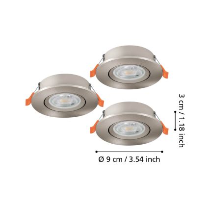 Eglo - 3 darabos LED beépíthető spotlámpa LED/4,8W/230V 2700/4000/6500K matt króm