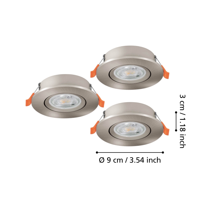 Eglo - 3 darabos LED beépíthető spotlámpa LED/4,8W/230V 2700/4000/6500K matt króm