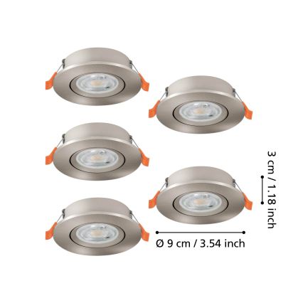 Eglo - 5 darabos LED szett: süllyesztett mennyezeti spotlámpa LED/4,8W/230V 2700/4000/6500K matt króm