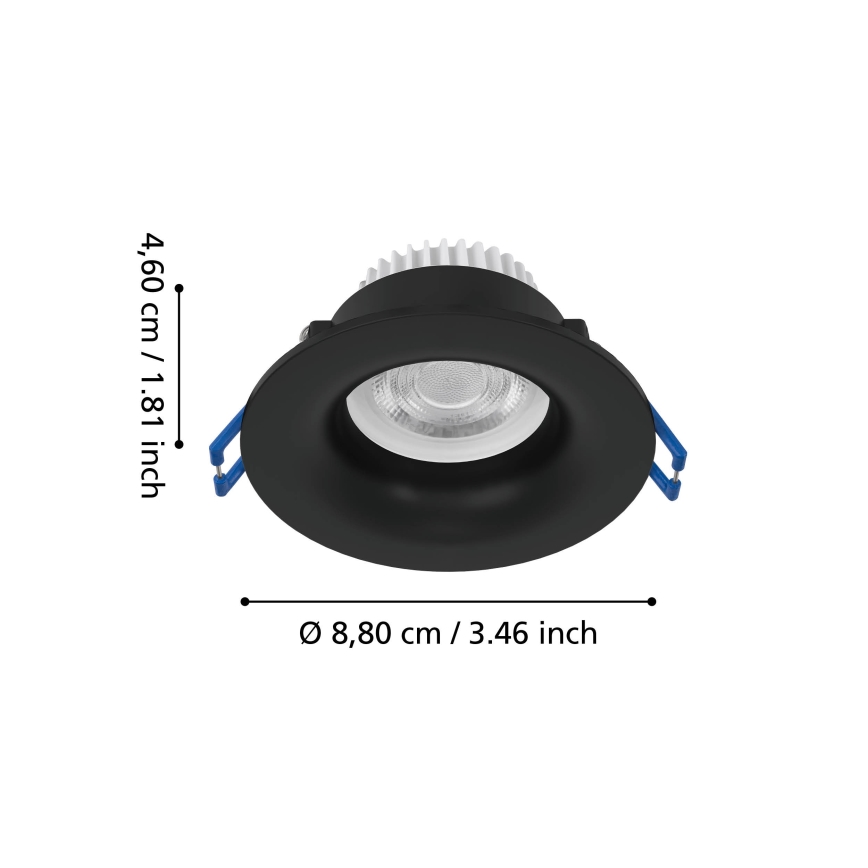 Eglo - LED fürdőszobai beépíthető lámpatest LED/4,9W/230V 2700/4000/6500K Ø 8,8 cm IP65 fekete