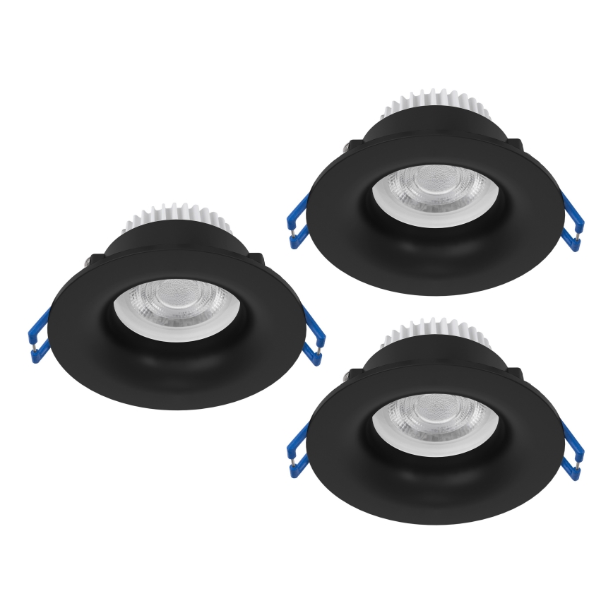 Eglo - 3 darabos szett LED fürdőszobai süllyesztett mennyezeti lámpatest LED/4,9W/230V 2700/4000/6500K Ø 8,8 cm IP65 fekete