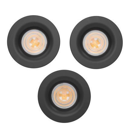 Eglo - 3 darabos szett LED fürdőszobai süllyesztett mennyezeti lámpatest LED/4,9W/230V 2700/4000/6500K Ø 8,8 cm IP65 fekete