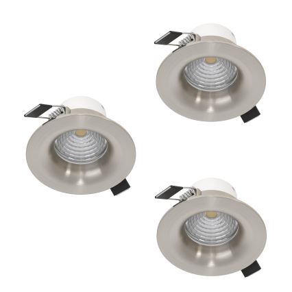 Eglo - 3 darabos szett, dimmelhető beépíthető LED lámpatest, LED/4,8W/230V, átm. 8,8 cm, matt króm