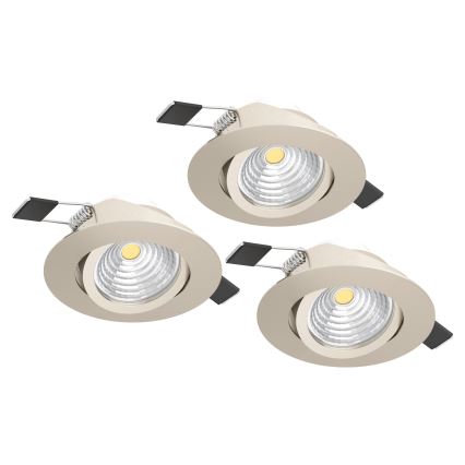 Eglo - 3 darabos szett: fényerőszabályozható süllyesztett LED lámpatest LED/6,4W/230V, átm. 8,8 cm, matt króm