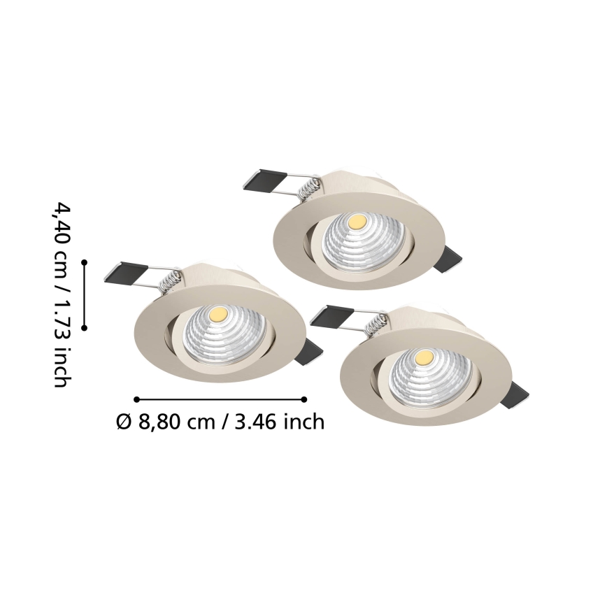 Eglo - 3 darabos szett: fényerőszabályozható süllyesztett LED lámpatest LED/6,4W/230V, átm. 8,8 cm, matt króm