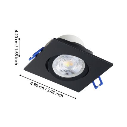 Eglo - SZETT 3x LED dimmelhető beépíthető lámpatest LED/4,8W/230V 8,8x8,8 cm fekete