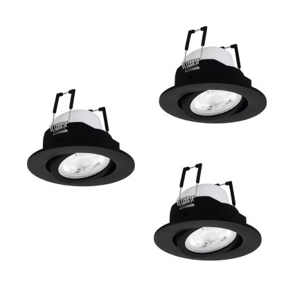 Eglo - 3 darabos szett LED RGBW dimmelhető beépíthető mennyezeti lámpa LED/4,7W/230V 2700-6500K fekete