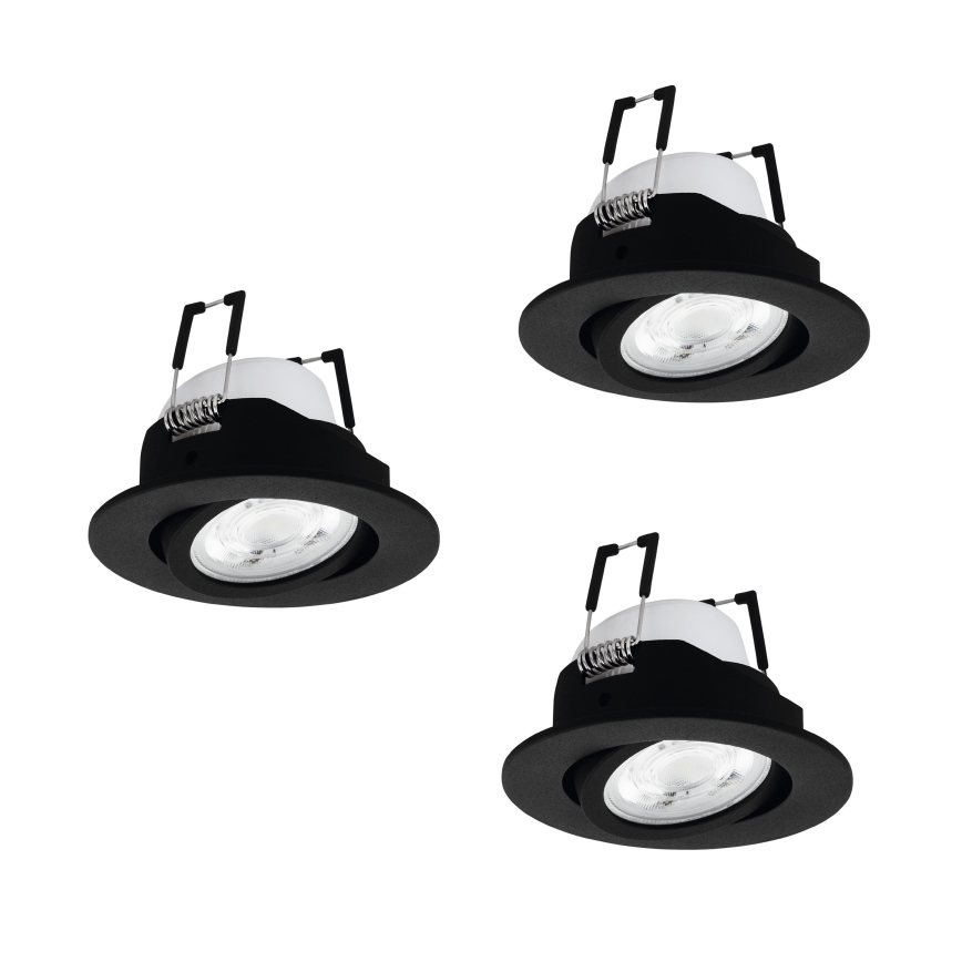 Eglo - 3 darabos szett LED RGBW dimmelhető beépíthető mennyezeti lámpa LED/4,7W/230V 2700-6500K fekete