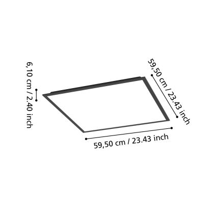 Eglo - LED felületre szerelhető panel LED/32,5W/230V 2700/4000/6500K 60x60 cm fekete