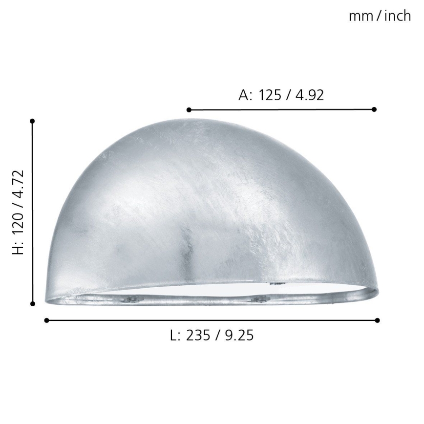 Eglo - kültéri fali lámpa 1xE27/40W horganyzott acél