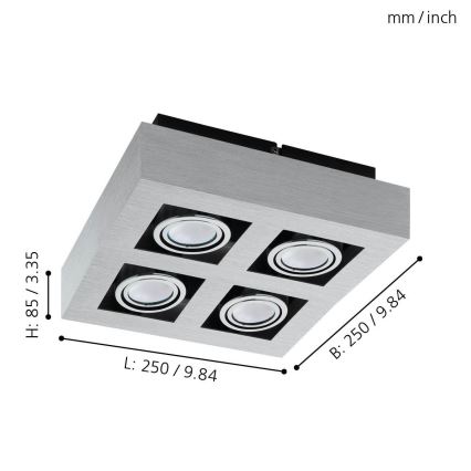 Eglo - LED Spotlámpa 4xGU10-LED/5W/230V