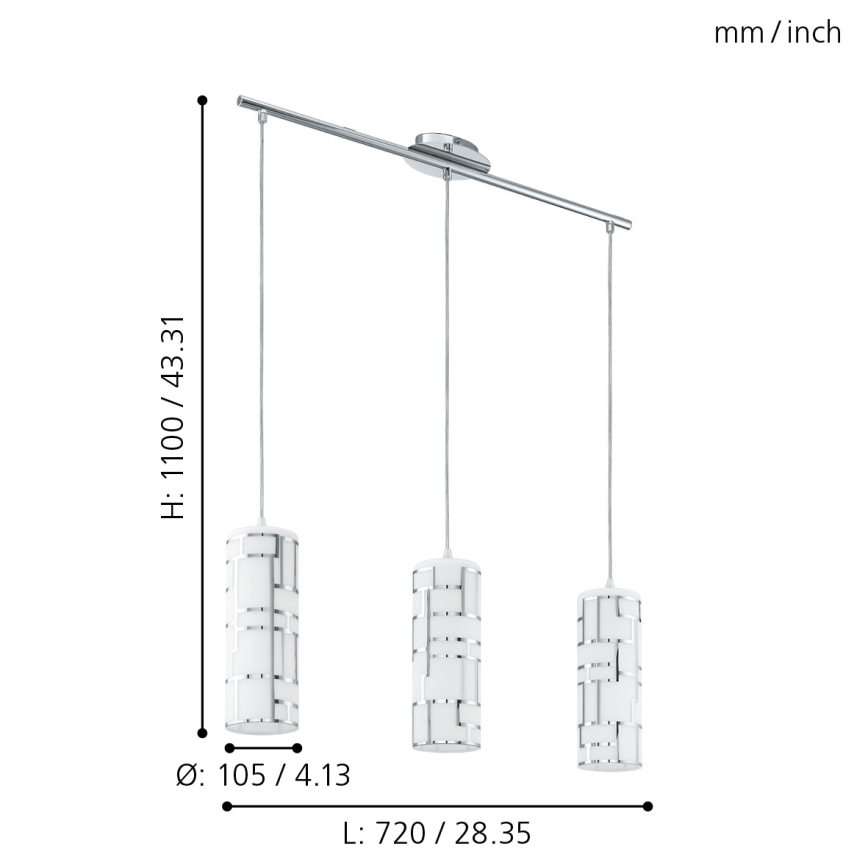 Eglo - Csillár zsinóron 3xE27/60W/230V