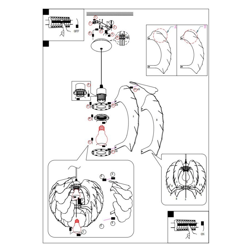 Eglo 92988 - FILETTA csillár 1xE27/60W/230V