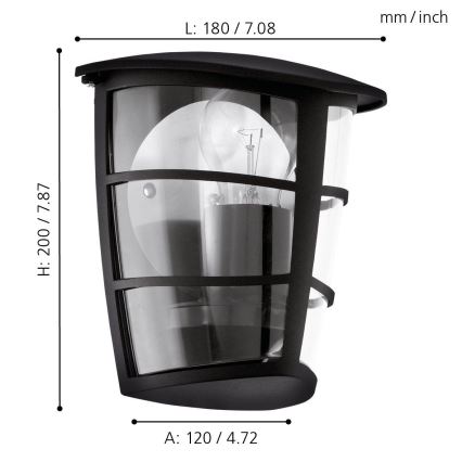 Eglo - Kültéri fali lámpa 1xE27/60W/230V IP44
