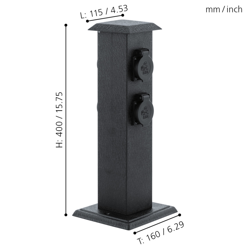EGLO - kültéri kert oszlop aljzatokkal SCHUKO IP44
