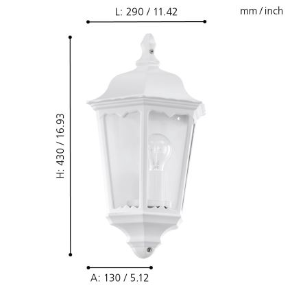 Eglo 93448 - Kültéri fali lámpa NAVEDO 1xE27/60W/230V