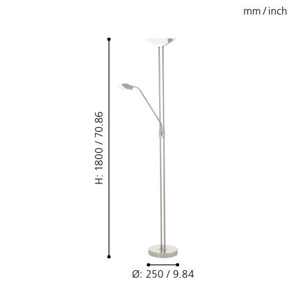 Eglo - LED állítható fényerejű állólámpa LED/20W + LED/2,5W matt króm