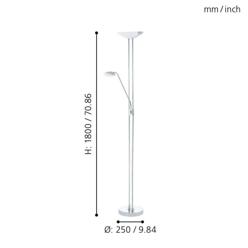 Eglo - LED Dimmelhető állólámpa LED/20W + LED/2,5W fényezett króm