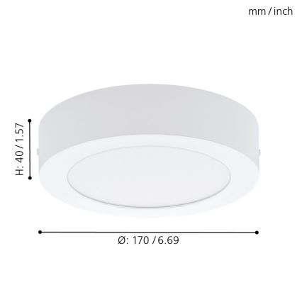 Eglo 94072 - LED mennyezeti lámpatest FUEVA 1 LED/10,89 W/230 V, átm. 17 cm