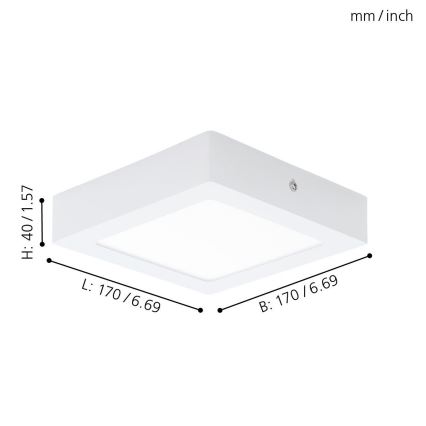 Eglo 94073 - LED mennyezeti lámpa FUEVA 1 LED/10,95W/230V 17x17 cm
