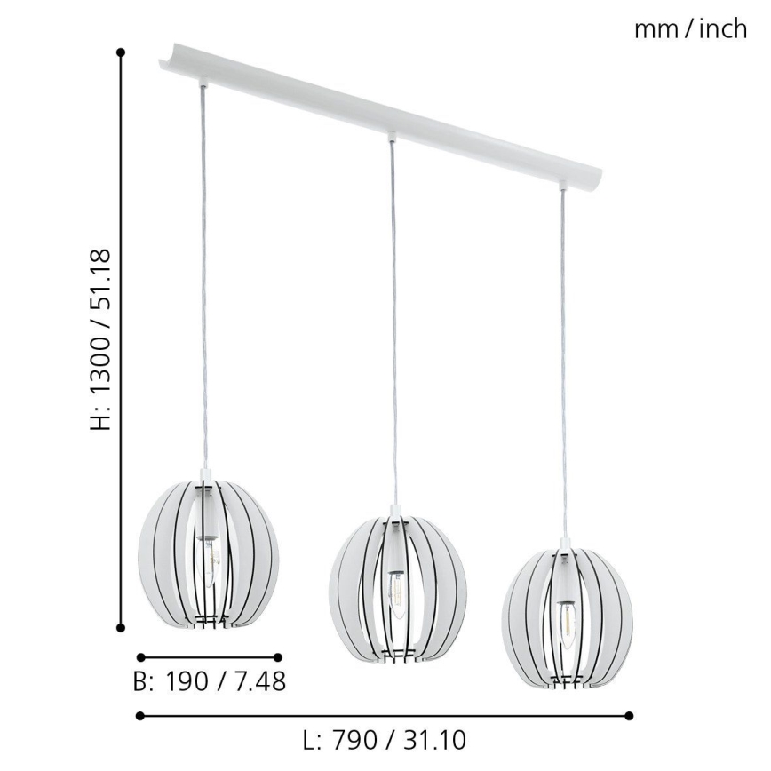 Eglo 94444 - Csillár COSSANO 3xE14/40W/230V