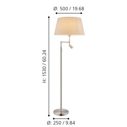 Eglo - Állólámpa 1xE27/60W + LED/2,1W