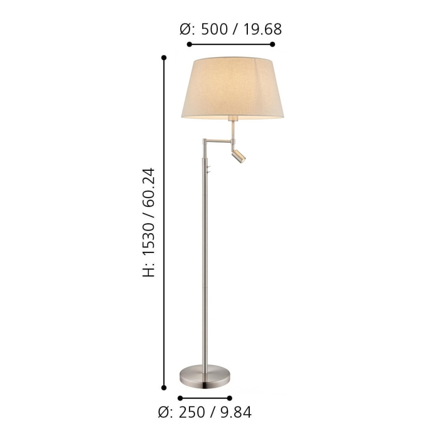 Eglo - Állólámpa 1xE27/60W + LED/2,1W