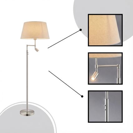 Eglo - Állólámpa 1xE27/60W + LED/2,1W