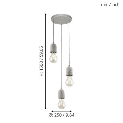 Eglo - Csillár 3xE27/60W/230V