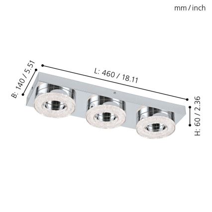 Eglo 95663 - FRADELO LED mennyezeti lámpa 3xLED/4W/230V