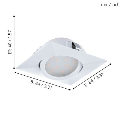 Eglo - 3 darabos PINEDA LED beépíthető lámpatest szett LED/4,9W/230V