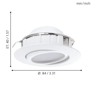 Eglo - SET 3x LED Beépíthető lámpa PINEDA 1xLED/4,9W/230V