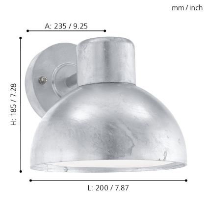 Eglo 96206 - Kültéri fali lámpa ENTRIMO 1xE27/60W IP44