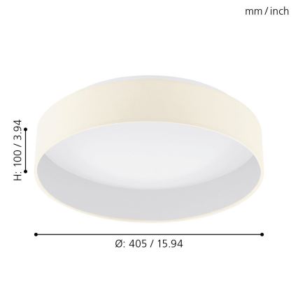 Eglo - LED Dimmelhető mennyezeti lámpa 1xLED/18W/230V bézs