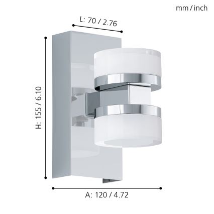 Eglo - LED Dimmelhető fürdőszobai fali lámpa 2xLED/7,2W/ IP44