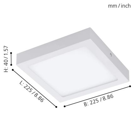 Eglo - LED RGBW fényerőszabályozható mennyezeti lámpa FUEVA-C LED/15,6W/230V Bluetooth 22,5x22,5 cm