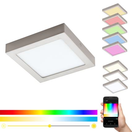Eglo - LED RGBW dimmelhető mennyezeti lámpatest FUEVA-C LED/15,6W/230V Bluetooth 22,5x22,5 cm